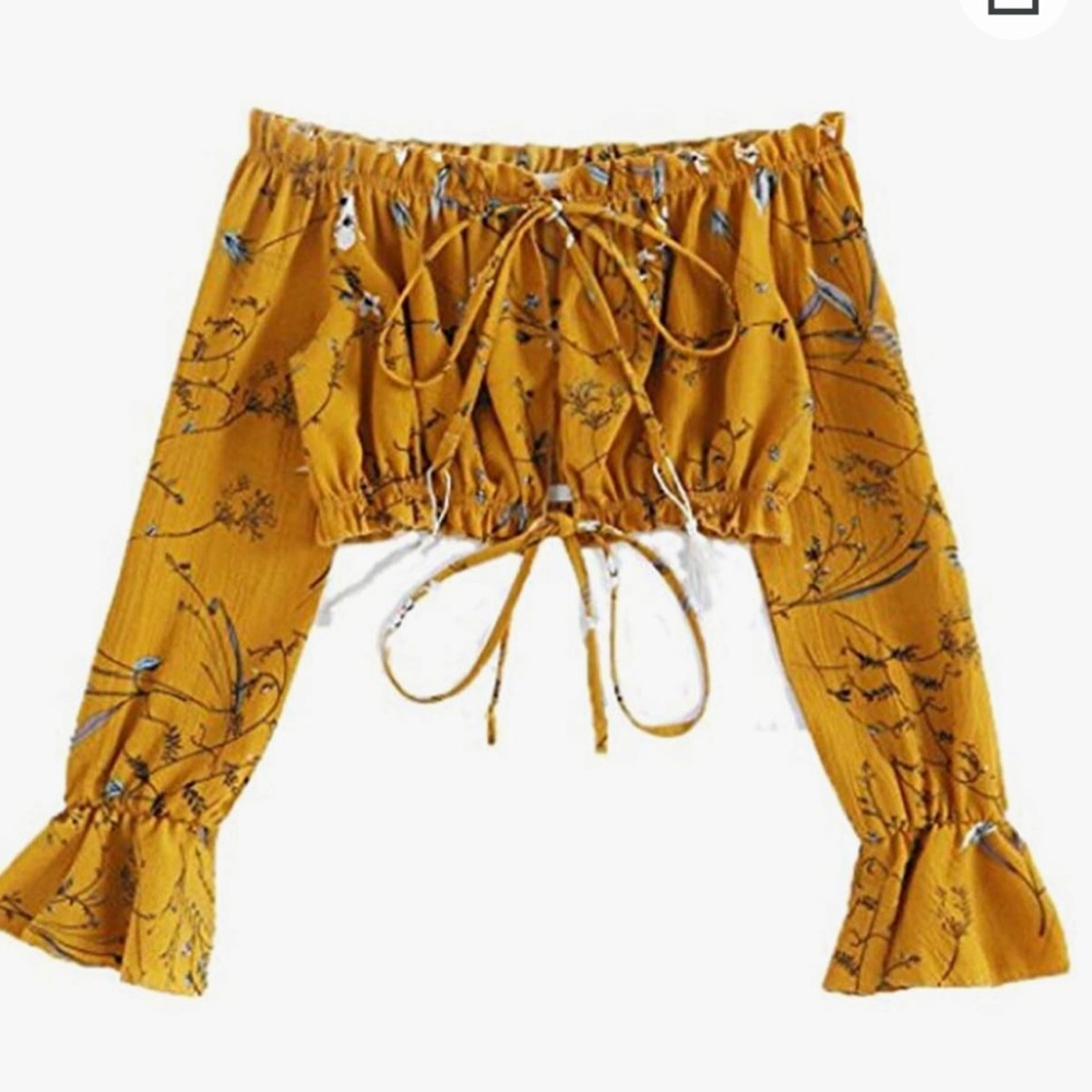 Strapless Off Shoulder Ruffled Crop Top Blouse